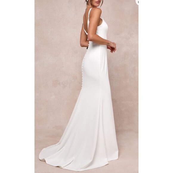 Lulus Feeling of Forever White Sleeveless Mermaid Maxi Dress Sz Medium White - Picture 4 of 14